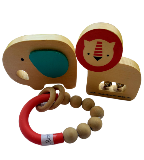 Wooden Baby Rattle Set