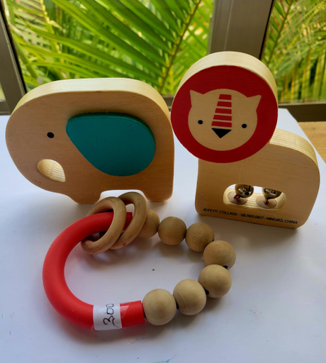 Wooden Baby Rattle Set